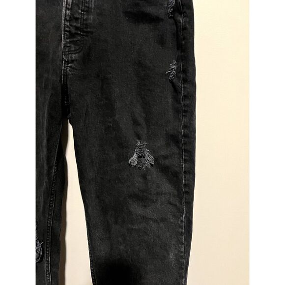 Abercrombie & Fitch The Dad High Rise Distressed Black Jeans Women's 30 Short - Picture 5 of 11
